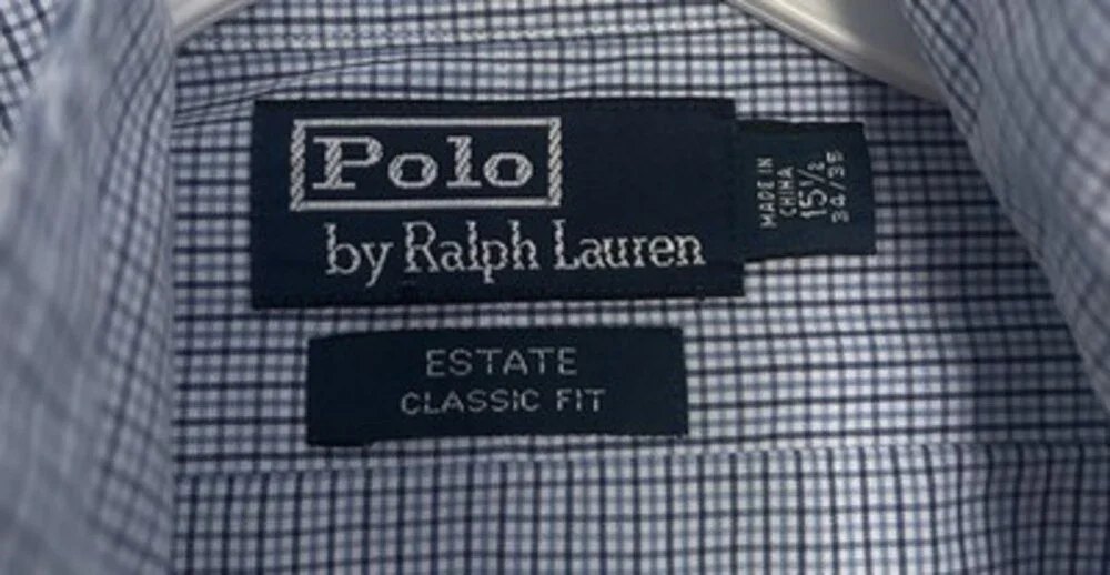 Vintage Polo Ralph Lauren Estate Classic Fit Dress Shirt Blue Check Men's M